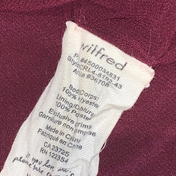 Aritzia WILFRED Burgundy Red Draped Neckline Sabine Mini Dress Size XXS - Picture 14 of 16